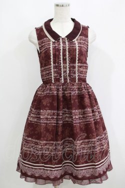 画像1: axes femme / 音符柄シフォンワンピース M ボルドー H-25-06-05-027-AX-OP-NS-ZH