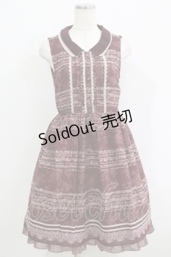 画像1: axes femme / 音符柄シフォンワンピース M ボルドー H-25-06-05-027-AX-OP-NS-ZH
