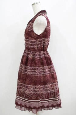 画像2: axes femme / 音符柄シフォンワンピース M ボルドー H-25-06-05-027-AX-OP-NS-ZH