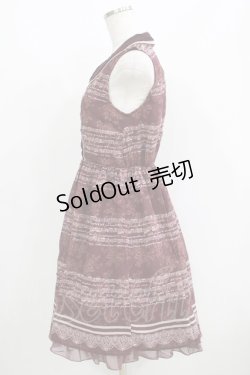 画像2: axes femme / 音符柄シフォンワンピース M ボルドー H-25-06-05-027-AX-OP-NS-ZH