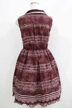 画像3: axes femme / 音符柄シフォンワンピース M ボルドー H-25-06-05-027-AX-OP-NS-ZH