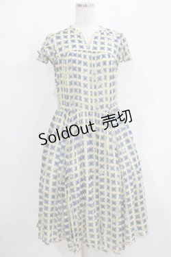 画像1: Cherir la femme / マーガレットチェックワンピース M ブルー/イエロー H-25-06-05-030-LO-OP-NS-ZH