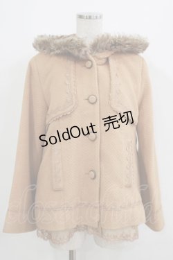 画像1: axes femme / ファートリムフードバックフリルコート M キャメル H-25-06-05-037-AX-CO-NS-ZH