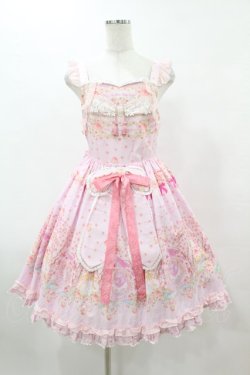 画像1: BABY,THE STARS SHINE BRIGHT / はなもも Shangri-La柄リボンジャンパースカート Free ピンク H-25-06-05-1037-BA-OP-NS-ZH