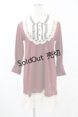 画像1: axes femme / 襟刺繍ワンピース M レッド H-25-06-05-1041-AX-OP-NS-ZH
