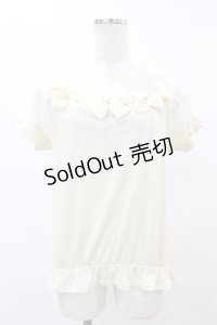 axes femme / 3つリボンフェミニンプルオーバー M アイボリー H-25-06-05-1048-AX-TO-NS-ZH