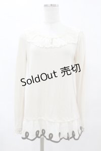 axes femme / 音符チャームインナーカットソー M アイボリー H-25-06-05-1050-AX-TO-NS-ZH