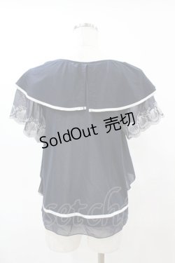 画像2: axes femme / シェル刺繍フレア袖プルオーバー M ネイビー H-25-06-05-1057-AX-TO-NS-ZH