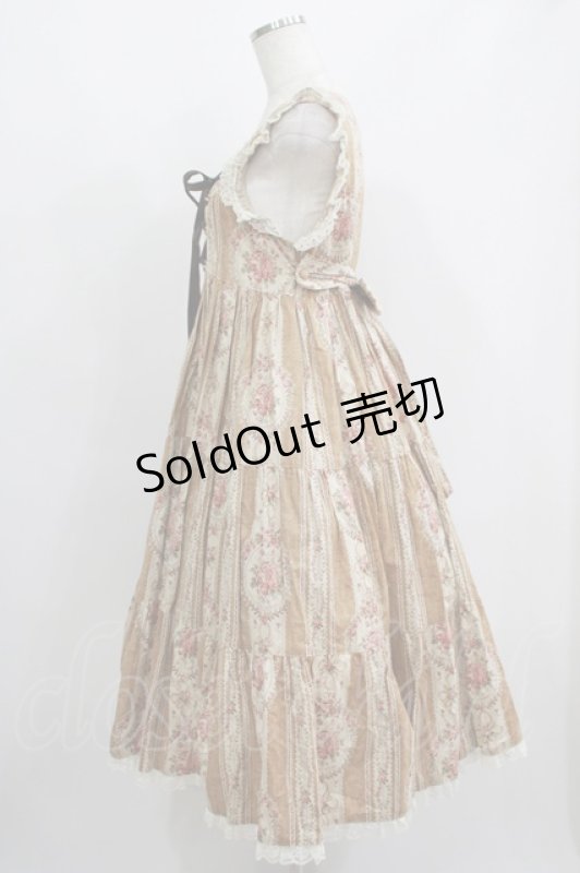 画像2: metamorphose / アンティークブーケジャンパースカート Free ブラウン H-25-06-05-012-ME-OP-NS-ZH (2)