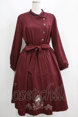 画像1: axes femme / フラワー刺繍連釦ワンピース M ボルドー H-25-06-05-015-AX-OP-NS-ZH
