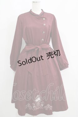 画像1: axes femme / フラワー刺繍連釦ワンピース M ボルドー H-25-06-05-015-AX-OP-NS-ZH