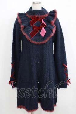 画像1: axes femme kawaii / フェザーニットワンピース M ネイビー H-25-06-06-034-AX-OP-NS-ZH