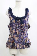 metamorphose / 【プラスサイズ】ゴブラン風くまちゃんフリルビスチェ プラスサイズ ネイビー H-25-06-06-039-ME-JA-NS-ZH