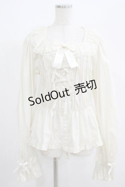 画像1: metamorphose / 【プラスサイズ】無地スクエアあき長袖ブラウス プラスサイズ アイボリー H-25-06-06-040-ME-BL-NS-ZH