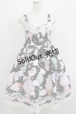 画像1: BABY,THE STARS SHINE BRIGHT / くみゃちゃんのふわふわお空でTea Party柄ジャンパースカートII Free ブラック H-25-06-06-004-BA-OP-NS-ZH