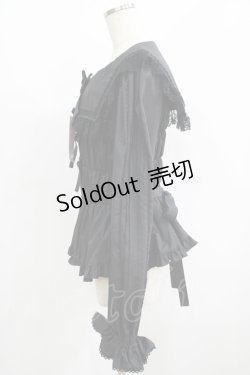 画像2: metamorphose / 【プラスサイズ】スクエアセーラーカラーシャーリングブラウス プラスサイズ ブラック H-25-06-06-042-ME-BL-NS-ZH