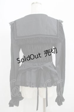 画像3: metamorphose / 【プラスサイズ】スクエアセーラーカラーシャーリングブラウス プラスサイズ ブラック H-25-06-06-042-ME-BL-NS-ZH
