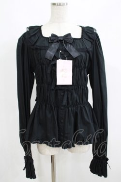 画像1: metamorphose / 【プラスサイズ】無地スクエアあき長袖ブラウス プラスサイズ ブラック H-25-06-06-043-ME-BL-NS-ZH