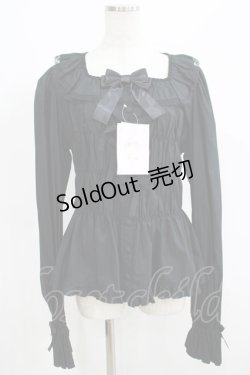 画像1: metamorphose / 【プラスサイズ】無地スクエアあき長袖ブラウス プラスサイズ ブラック H-25-06-06-043-ME-BL-NS-ZH