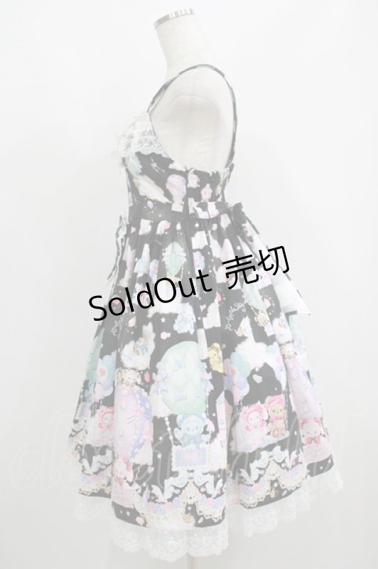 画像2: BABY,THE STARS SHINE BRIGHT / くみゃちゃんのふわふわお空でTea Party柄ジャンパースカートII Free ブラック H-25-06-06-004-BA-OP-NS-ZH (2)