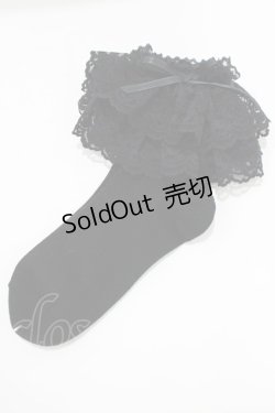 画像1: metamorphose / ラッセルレースクルーソックス  ブラック H-25-06-06-055-ME-ZA-NS-ZH
