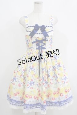 画像1: BABY,THE STARS SHINE BRIGHT / Cheerful Lemon柄ジャンパースカートI Free 生成り紺 H-25-06-06-007-BA-OP-NS-ZH