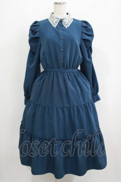 画像1: axes femme / レース襟マトン袖ワンピース M Bグリーン H-25-06-06-010-AX-OP-NS-ZH