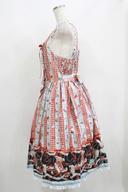 画像2: metamorphose / 【プラスサイズ】Happy Sewing Time フリルジャンパースカート+ヘッドドレスセット プラスサイズ サックス/赤 H-25-06-06-015-ME-OP-NS-ZH