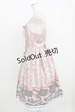 画像2: metamorphose / 【プラスサイズ】Happy Sewing Time フリルジャンパースカート+ヘッドドレスセット プラスサイズ サックス/赤 H-25-06-06-015-ME-OP-NS-ZH