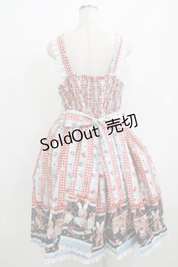 画像3: metamorphose / 【プラスサイズ】Happy Sewing Time フリルジャンパースカート+ヘッドドレスセット プラスサイズ サックス/赤 H-25-06-06-015-ME-OP-NS-ZH