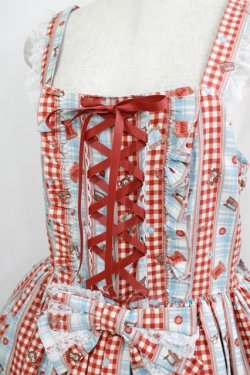 画像5: metamorphose / 【プラスサイズ】Happy Sewing Time フリルジャンパースカート+ヘッドドレスセット プラスサイズ サックス/赤 H-25-06-06-015-ME-OP-NS-ZH