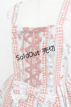 画像5: metamorphose / 【プラスサイズ】Happy Sewing Time フリルジャンパースカート+ヘッドドレスセット プラスサイズ サックス/赤 H-25-06-06-015-ME-OP-NS-ZH