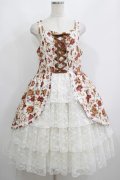metamorphose / 【プラスサイズ】ゴブラン風くまちゃんレースアップフリルジャンパースカート プラスサイズ オフ白 H-25-06-06-016-ME-OP-NS-ZH