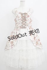 metamorphose / 【プラスサイズ】ゴブラン風くまちゃんレースアップフリルジャンパースカート プラスサイズ オフ白 H-25-06-06-016-ME-OP-NS-ZH