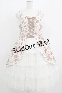 metamorphose / 【プラスサイズ】ゴブラン風くまちゃんレースアップフリルジャンパースカート プラスサイズ オフ白 H-25-06-06-016-ME-OP-NS-ZH