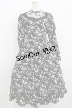 画像1: Kurumi Collaboration / 花柄クラシカルワンピース S ブラック H-25-06-06-018-GO-OP-NS-ZH