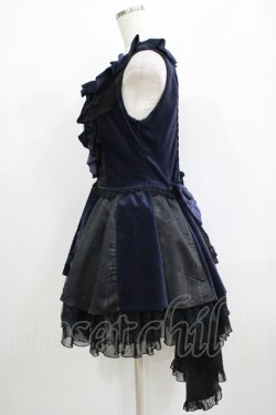 画像2: FRILL / 鳥かご刺繍フリルジャンパースカート  ネイビー×ブラック H-25-06-07-028-HN-OP-KB-ZH