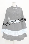 NieR Clothing / フリル付きフレア袖配色ワンピース【DESIGN CHINA】 F 黒×サックス H-25-06-07-031-PU-OP-KB-ZH