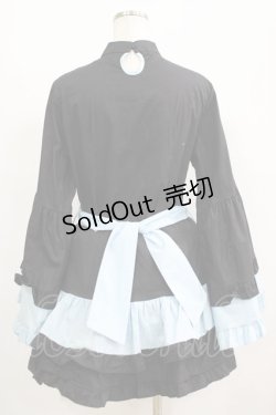 画像3: NieR Clothing / フリル付きフレア袖配色ワンピース【DESIGN CHINA】 F 黒×サックス H-25-06-07-031-PU-OP-KB-ZH