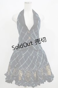 PUTUMAYO / タータンチェックホルターベスト&スカート  黒×緑 H-25-06-07-033-PT-SK-KB-ZH