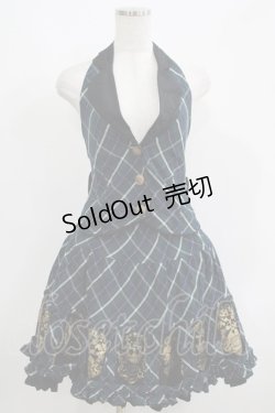画像1: PUTUMAYO / タータンチェックホルターベスト&スカート  黒×緑 H-25-06-07-033-PT-SK-KB-ZH