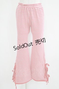 画像1: Candy Stripper / GINGHAM RIBBON FLAREパンツ  レッド H-25-06-07-034-PU-PA-KB-ZH