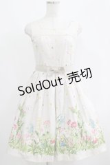 Emily Temple cute / アリスとお花畑ベルト付ノースリーブワンピース  グレー H-25-06-07-004-ET-OP-KB-ZH