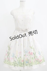 Emily Temple cute / アリスとお花畑ベルト付ノースリーブワンピース  グレー H-25-06-07-004-ET-OP-KB-ZH