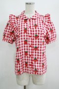 Candy Stripper / BE MY STRAWBERRYシャツ  レッド H-25-06-07-045-PU-BL-KB-ZH