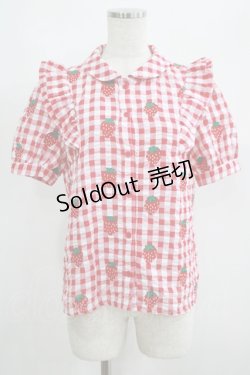 画像1: Candy Stripper / BE MY STRAWBERRYシャツ  レッド H-25-06-07-045-PU-BL-KB-ZH