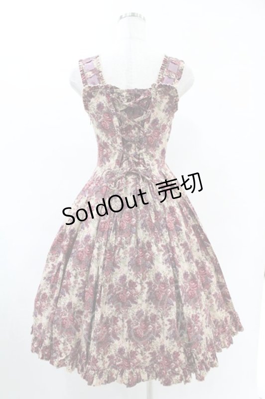 画像2: metamorphose / ゴブランプリントタックフレアジャンパースカート Free ボルドー H-25-06-07-1046-ME-OP-NS-ZH (2)