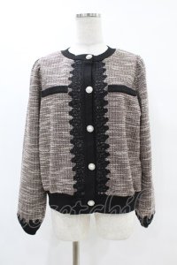 axes femme / ファンシーツイードカットカーディガン M ブラック H-25-06-07-1064-AX-TO-NS-ZT435