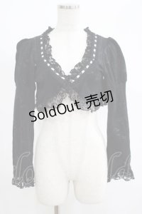 FRILL / バック刺繍ボレロ  黒 H-25-06-07-047-HN-TO-KB-ZH