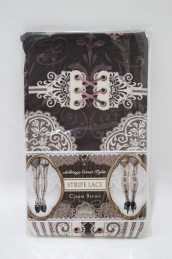 画像1: abilletage / corset tights【STRIPE LACE】  クリームブラウン H-25-06-07-060-GO-ZA-KB-ZH